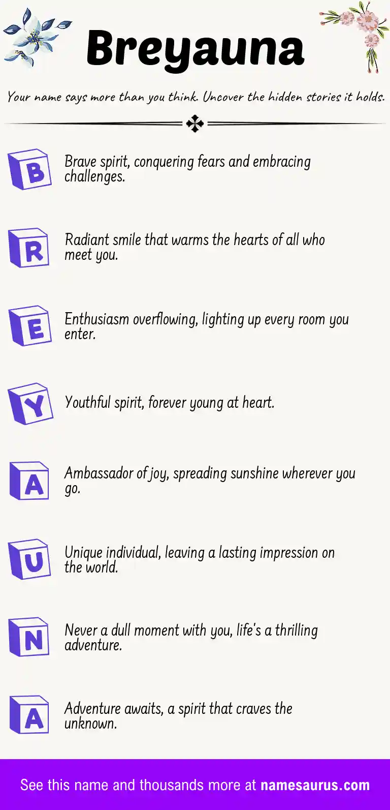 Acrostic poem about Breyauna.