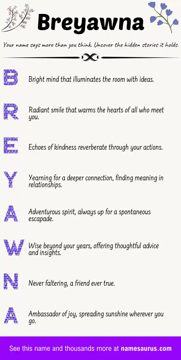 Acrostic poem about Breyawna.