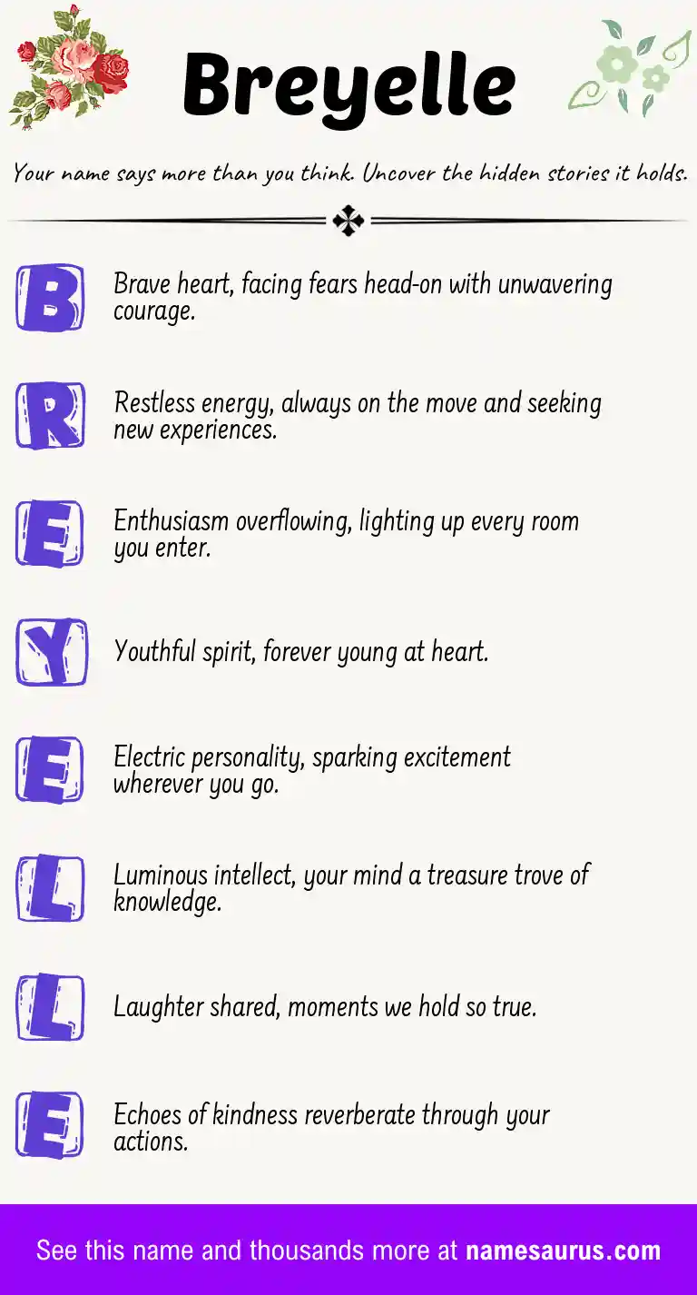Acrostic poem about Breyelle.