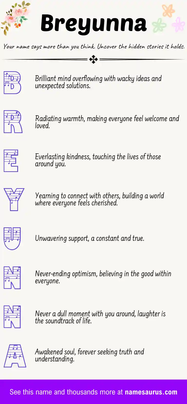 Acrostic poem about Breyunna.