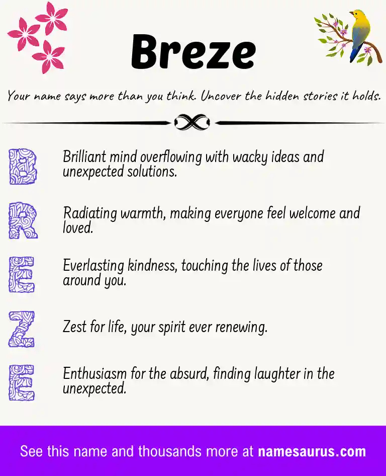 Acrostic poem about Breze.