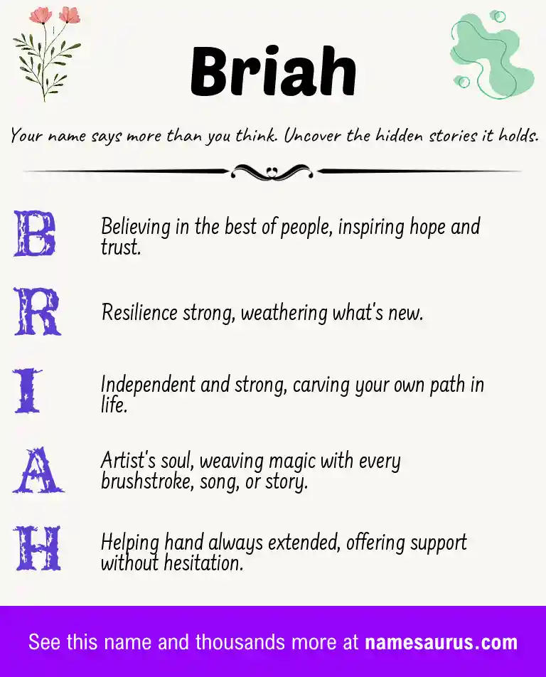 Acrostic poem about Briah.