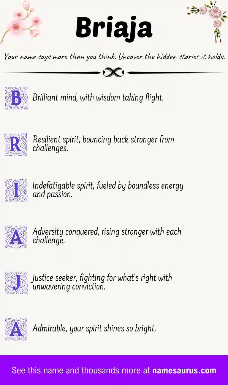 Acrostic poem about Briaja.