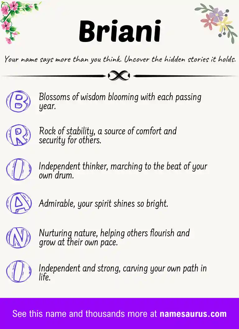 Acrostic poem about Briani.