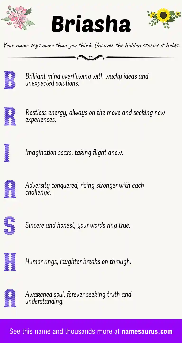 Acrostic poem about Briasha.