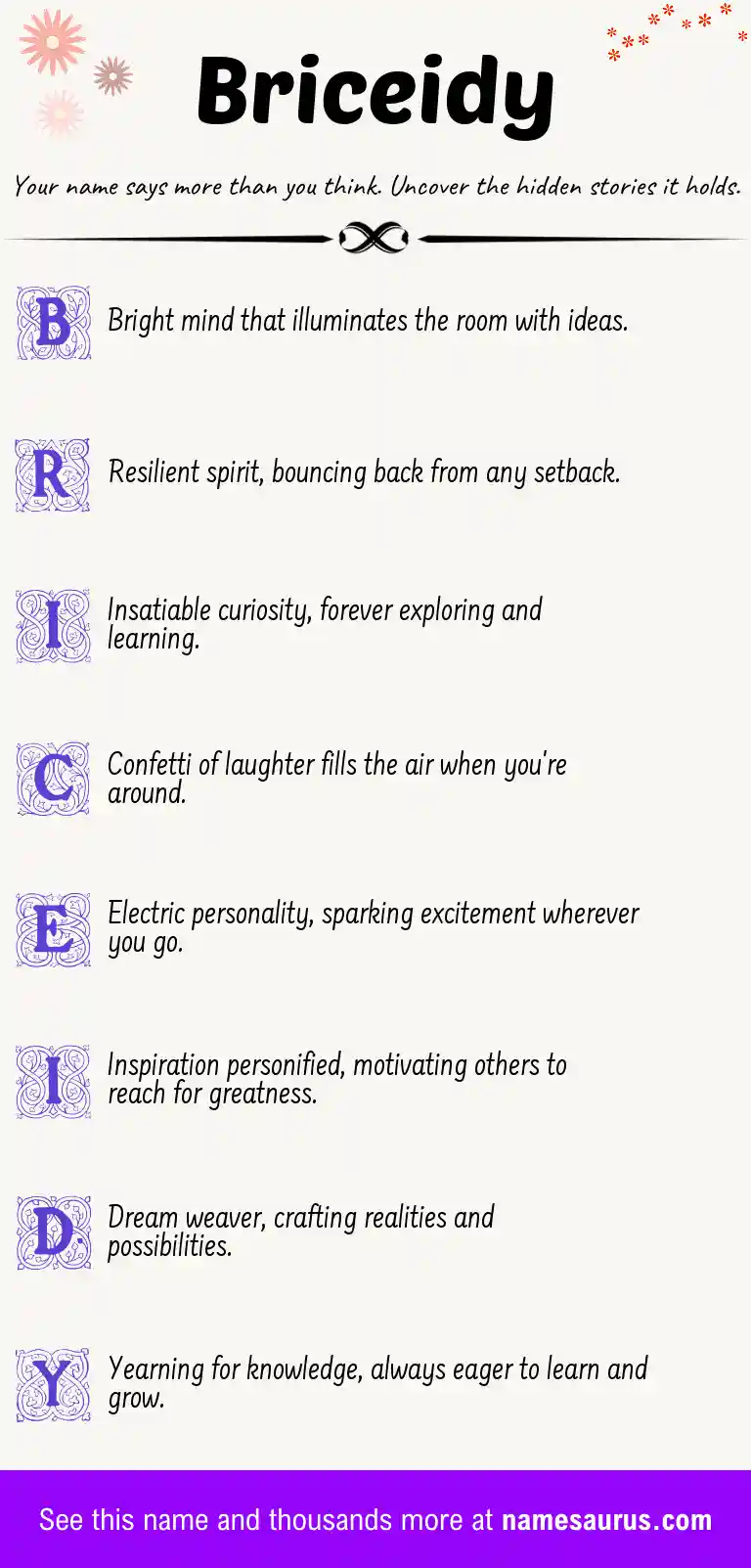 Acrostic poem about Briceidy.