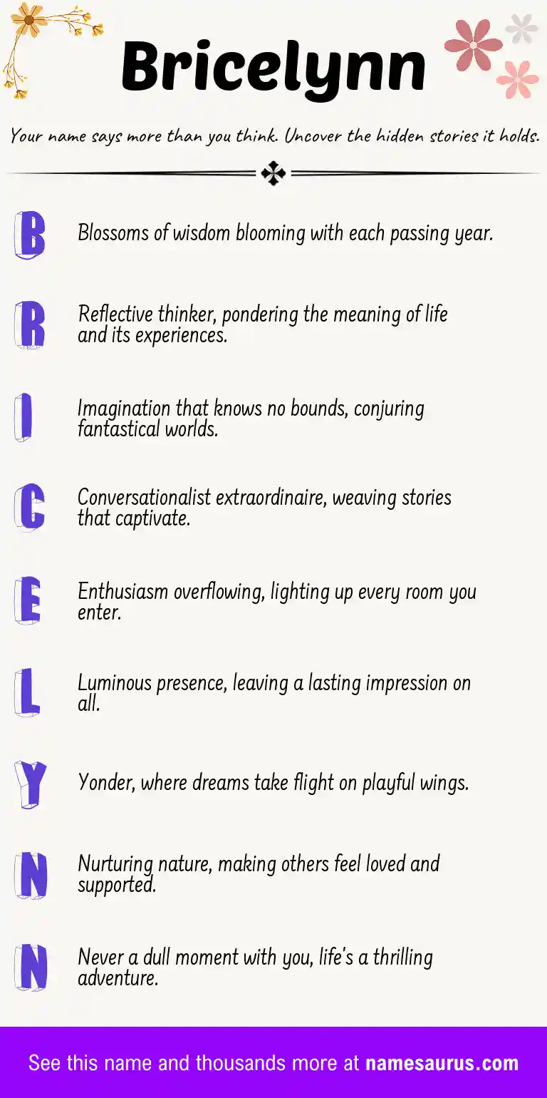 Acrostic poem about Bricelynn.