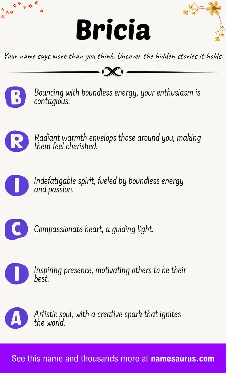 Acrostic poem about Bricia.