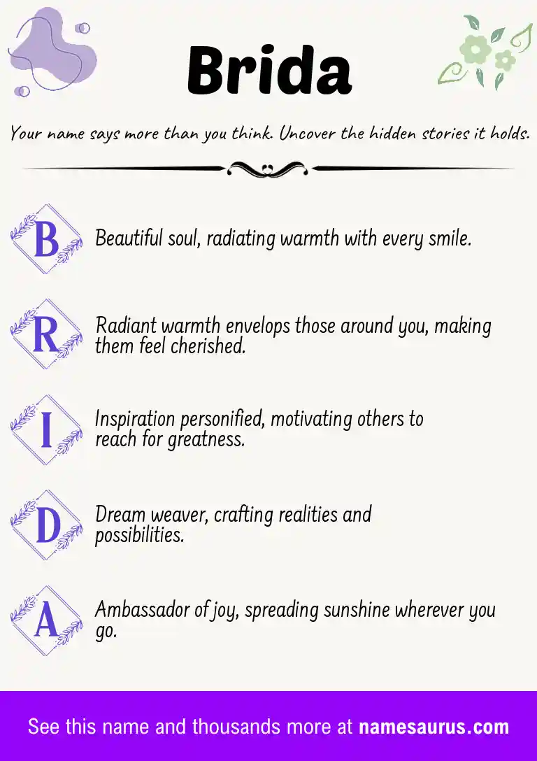 Acrostic poem about Brida.