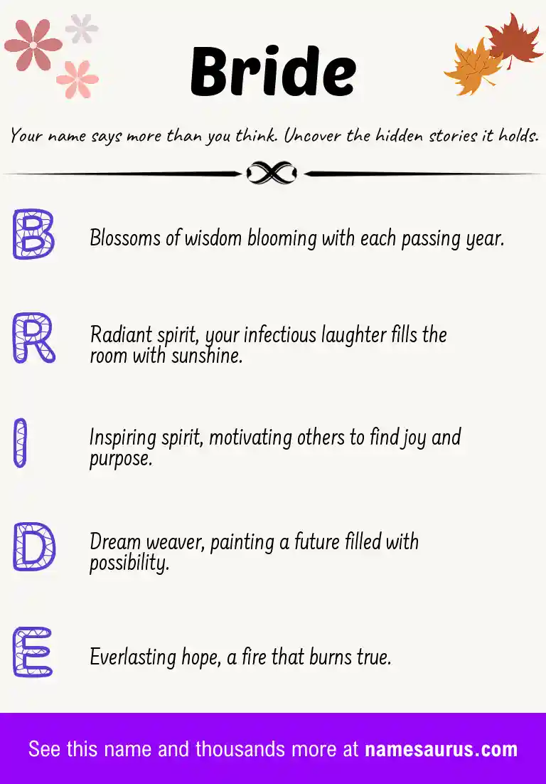 Acrostic poem about Bride.