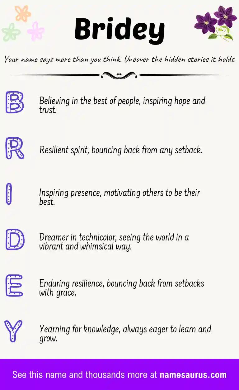 Acrostic poem about Bridey.
