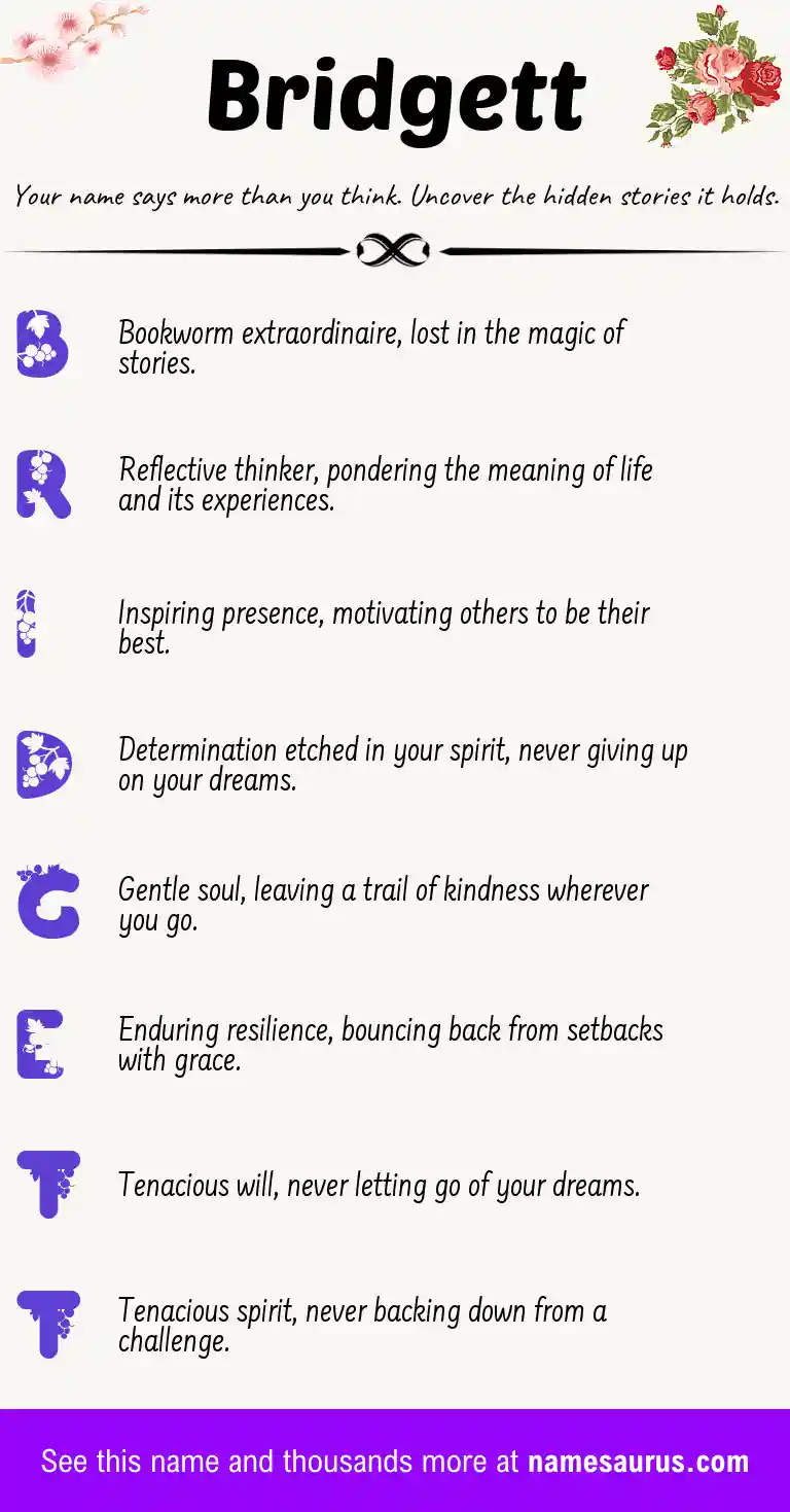 Acrostic poem about Bridgett.