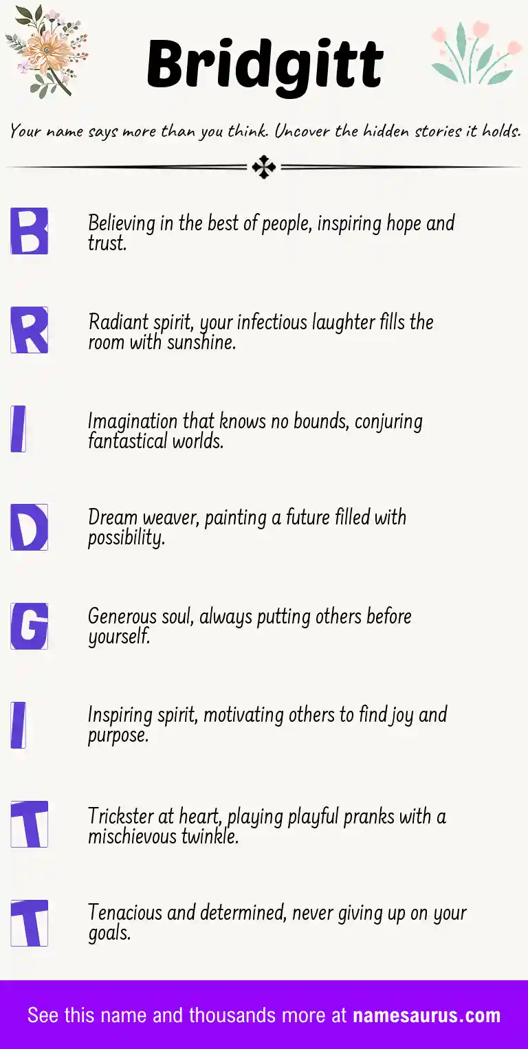 Acrostic poem about Bridgitt.