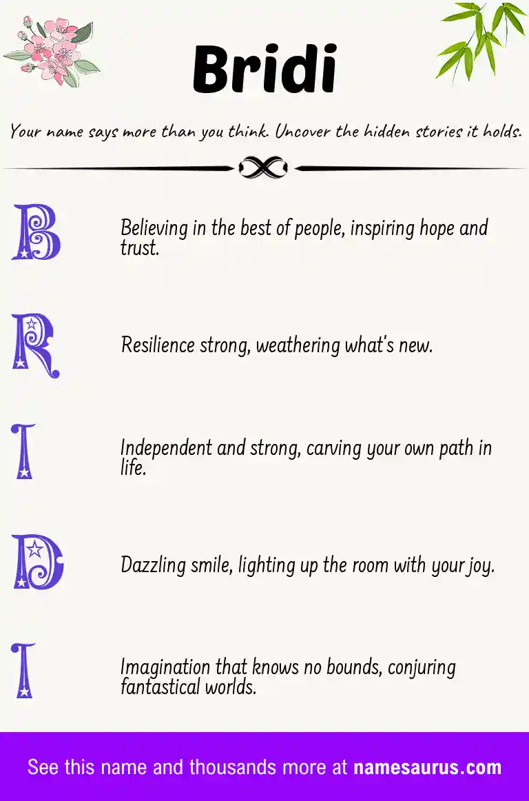 Acrostic poem about Bridi.