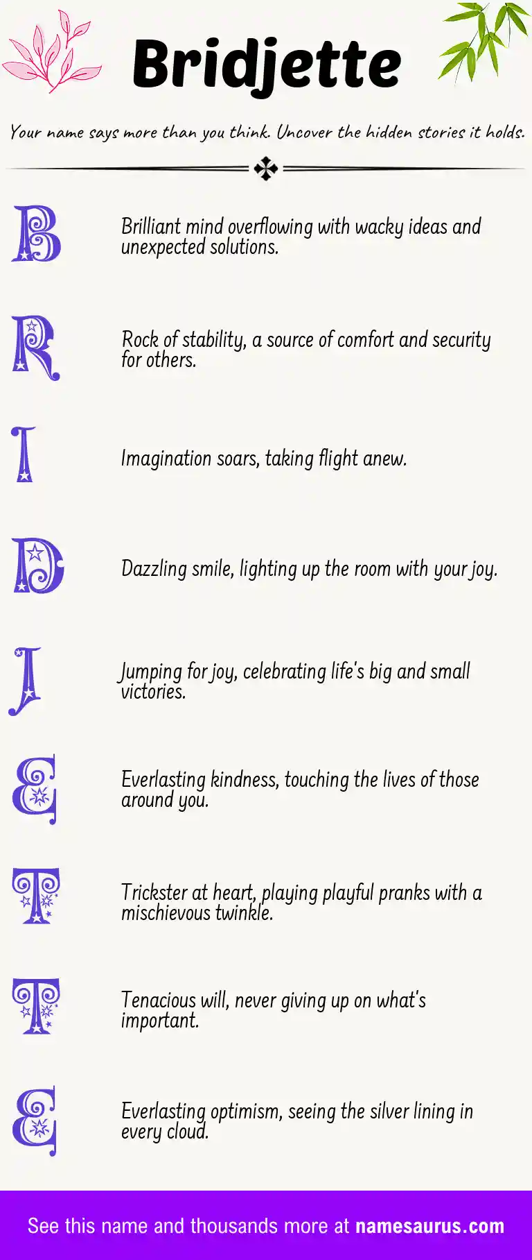 Acrostic poem about Bridjette.