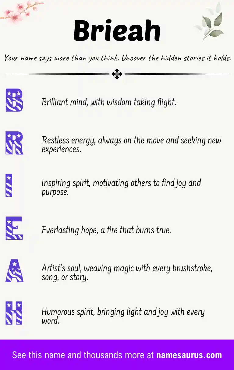 Acrostic poem about Brieah.