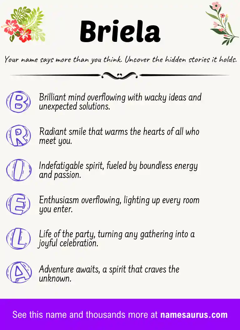 Acrostic poem about Briela.