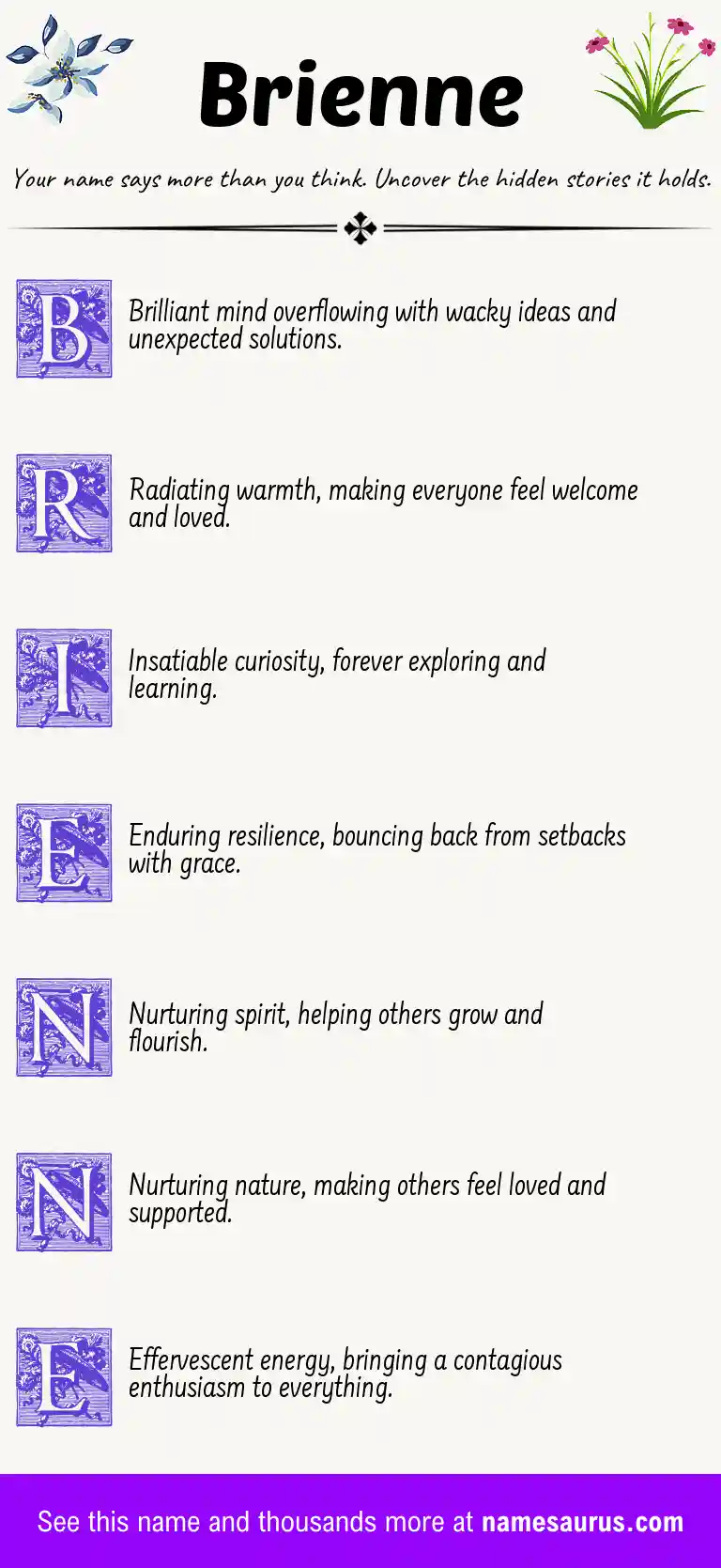 Acrostic poem about Brienne.
