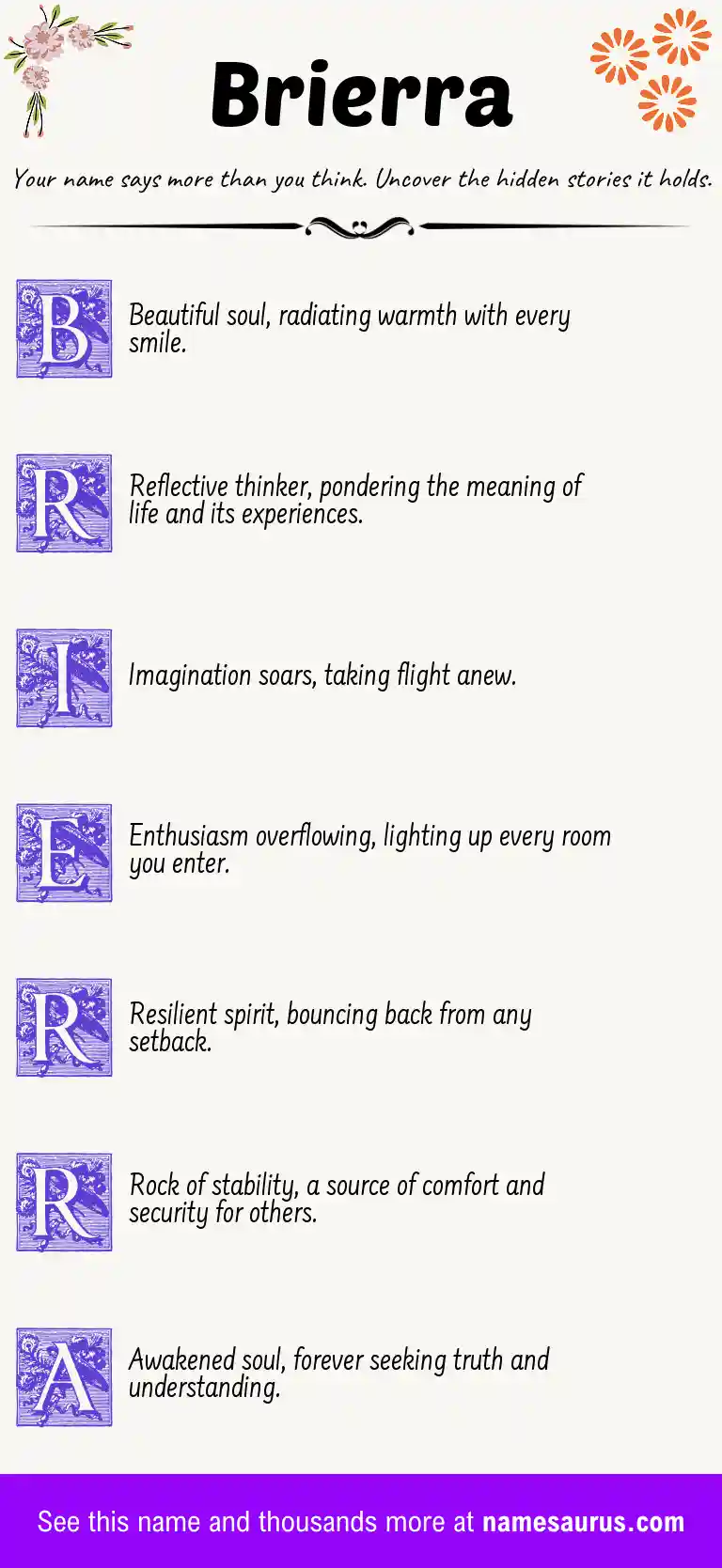 Acrostic poem about Brierra.