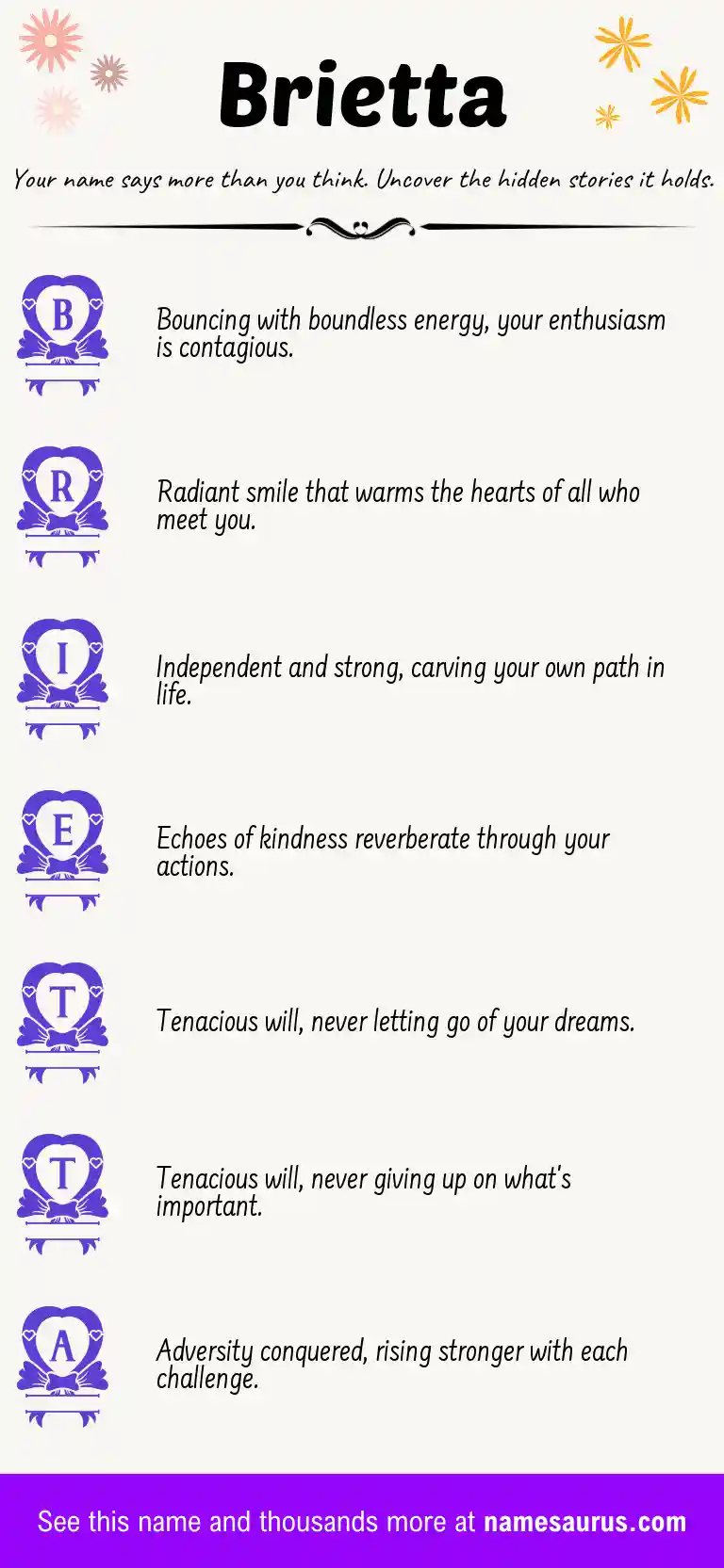 Acrostic poem about Brietta.