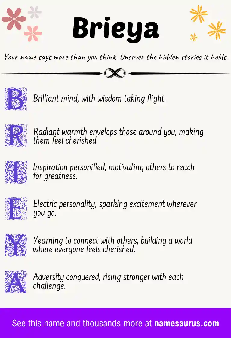 Acrostic poem about Brieya.