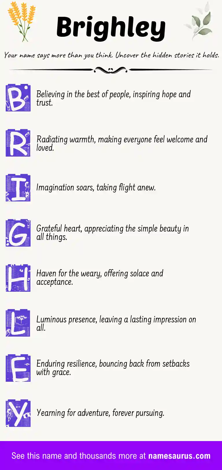 Acrostic poem about Brighley.