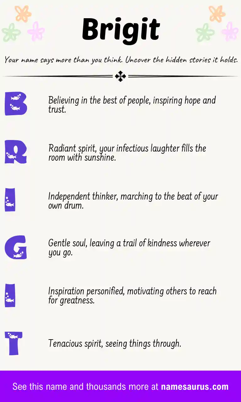Acrostic poem about Brigit.