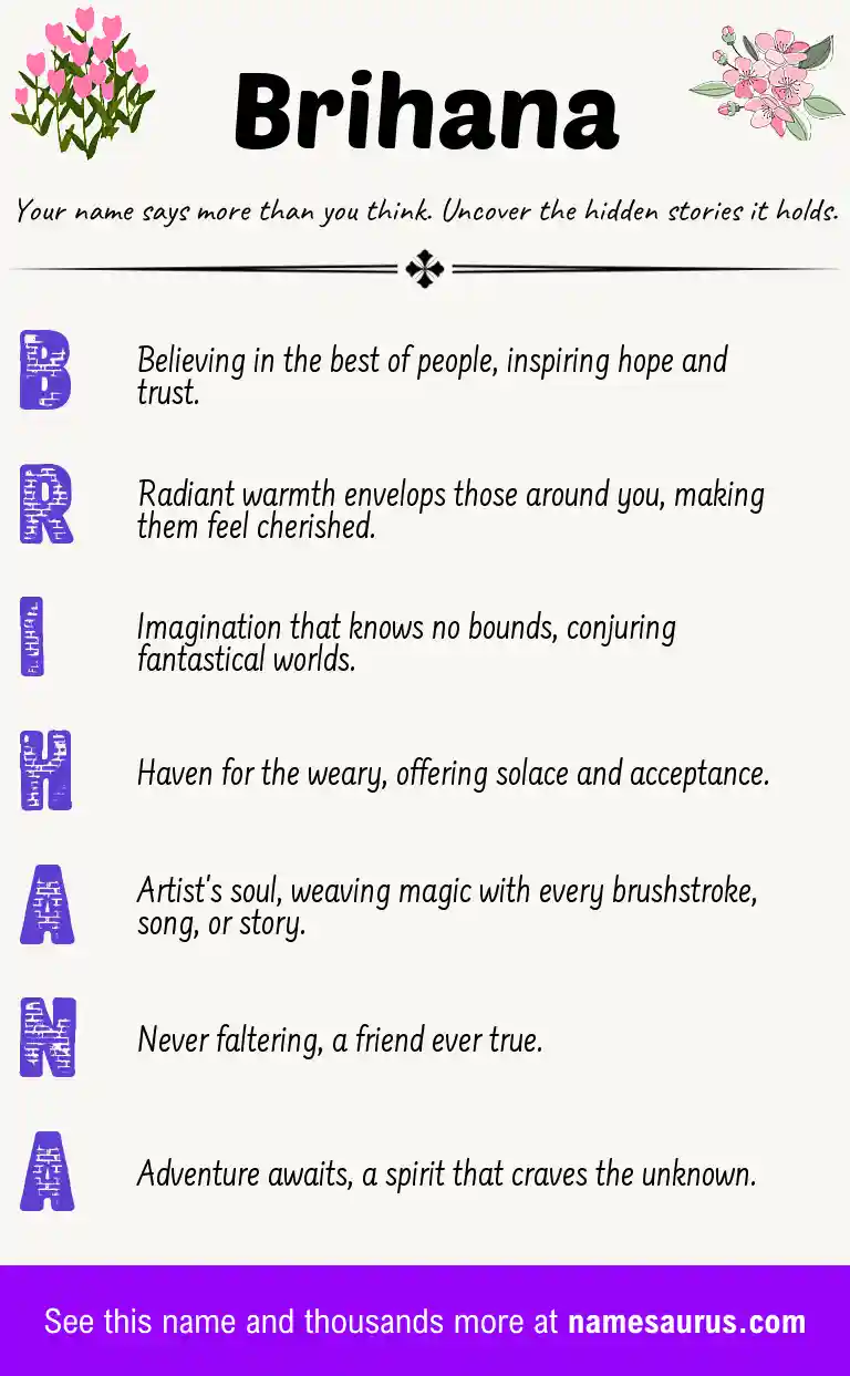 Acrostic poem about Brihana.