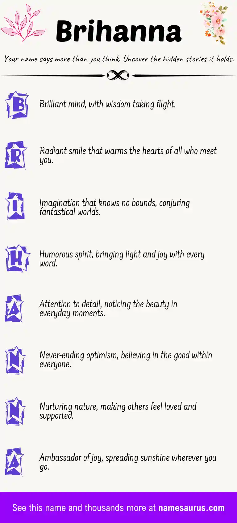 Acrostic poem about Brihanna.