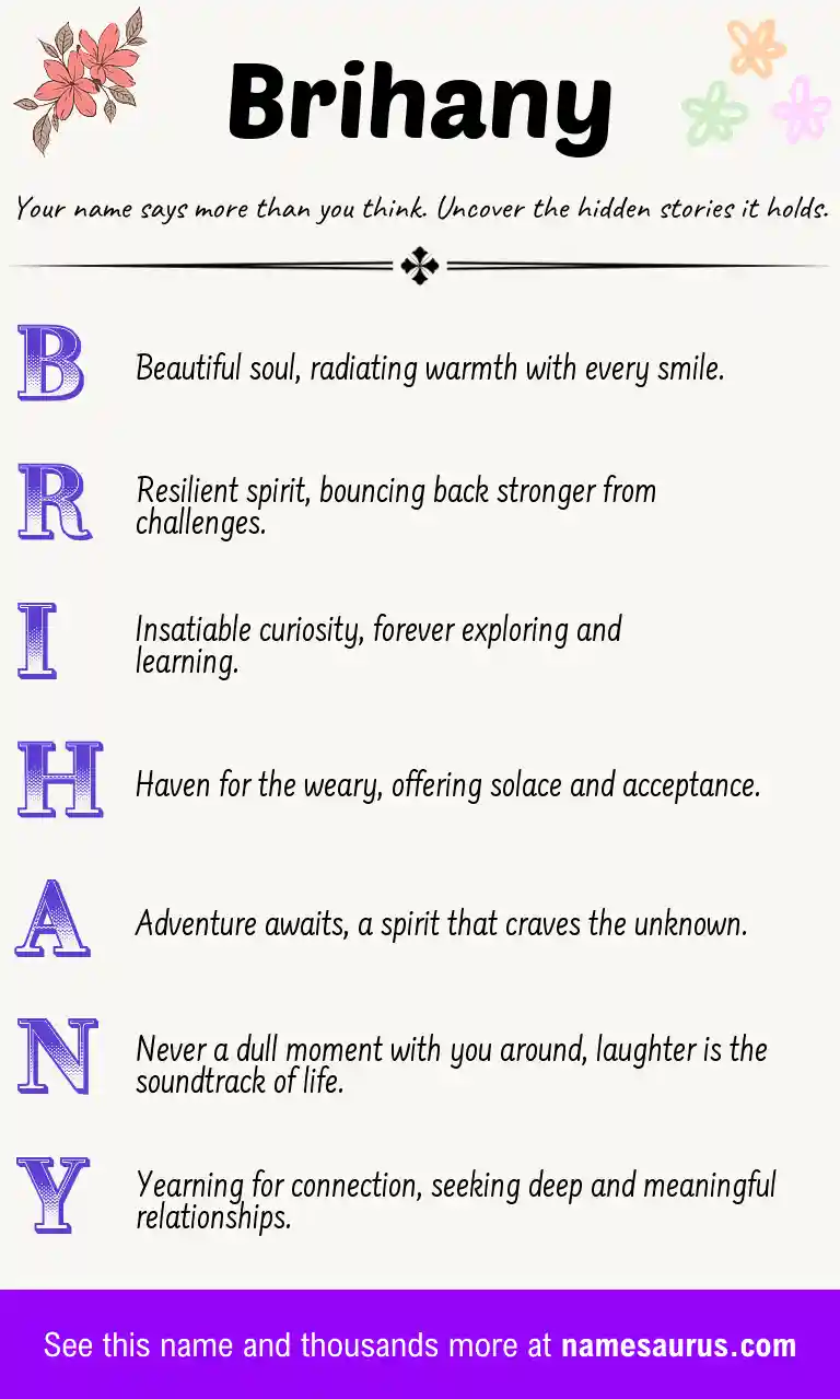 Acrostic poem about Brihany.