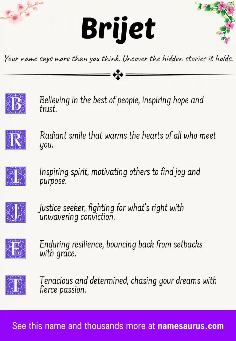 Acrostic poem about Brijet.