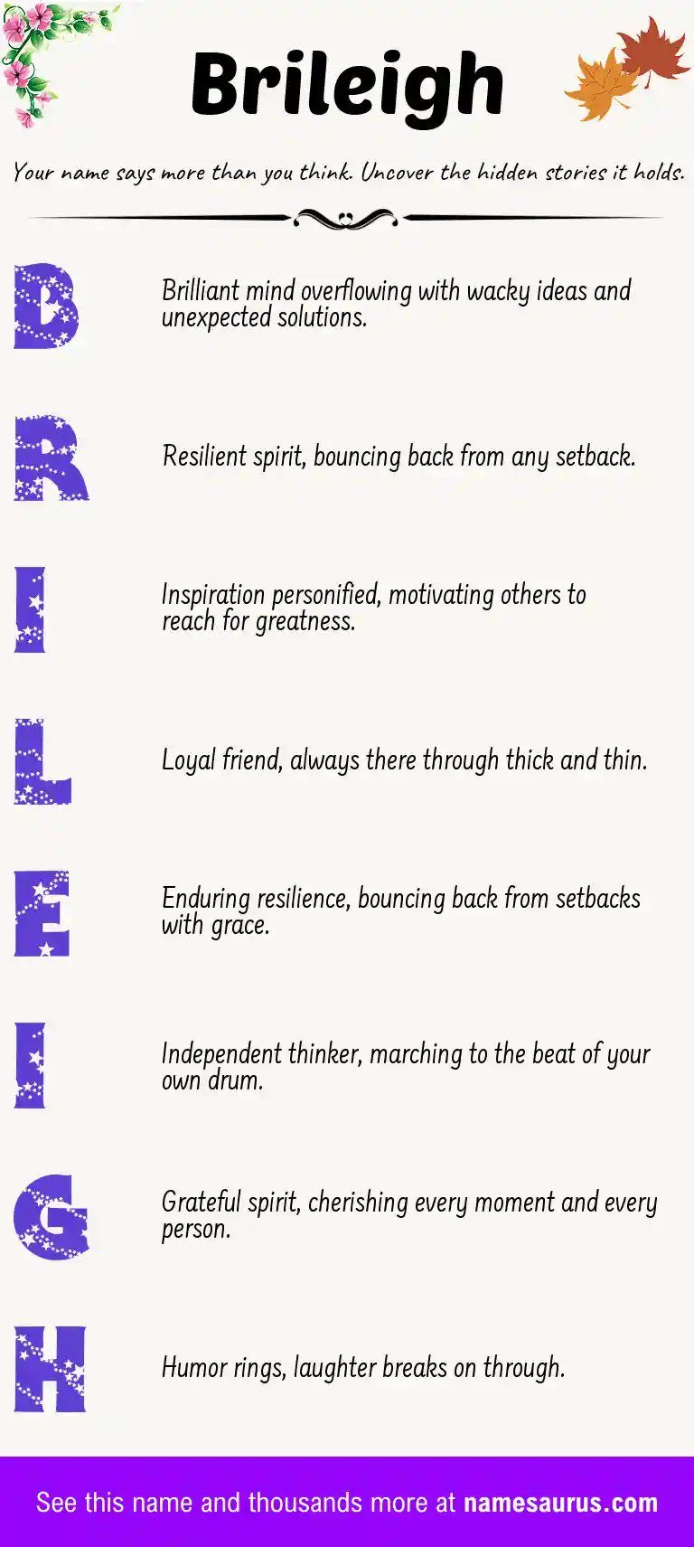 Acrostic poem about Brileigh.