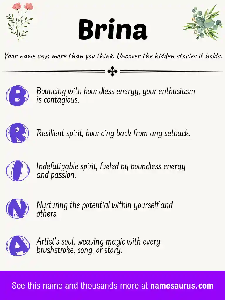 Acrostic poem about Brina.