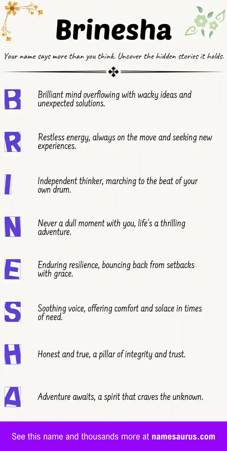 Acrostic poem about Brinesha.