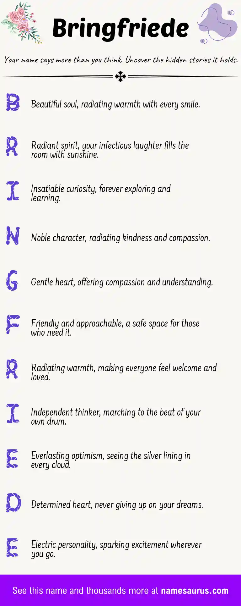 Acrostic poem about Bringfriede.