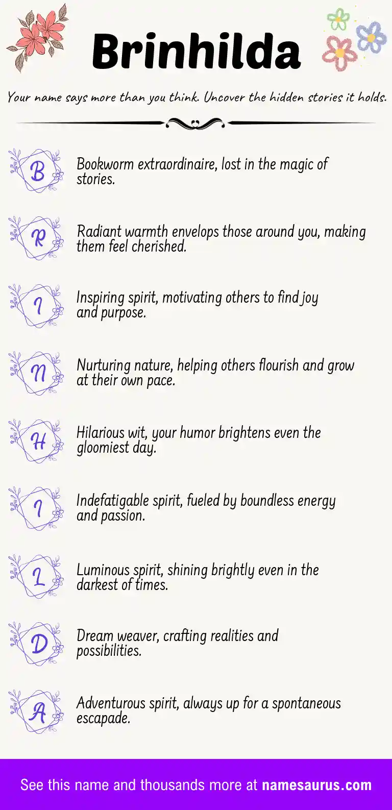 Acrostic poem about Brinhilda.