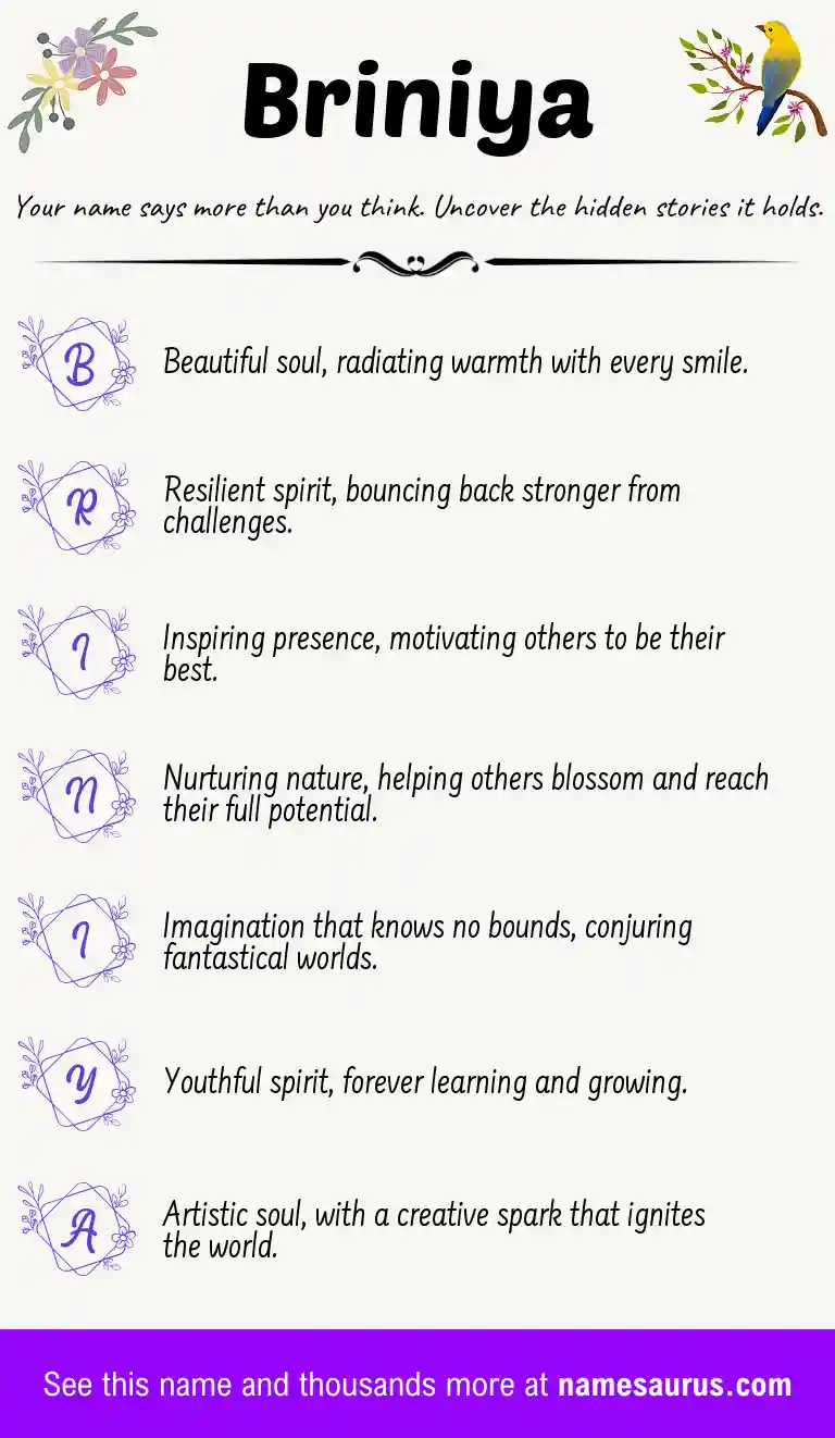 Acrostic poem about Briniya.