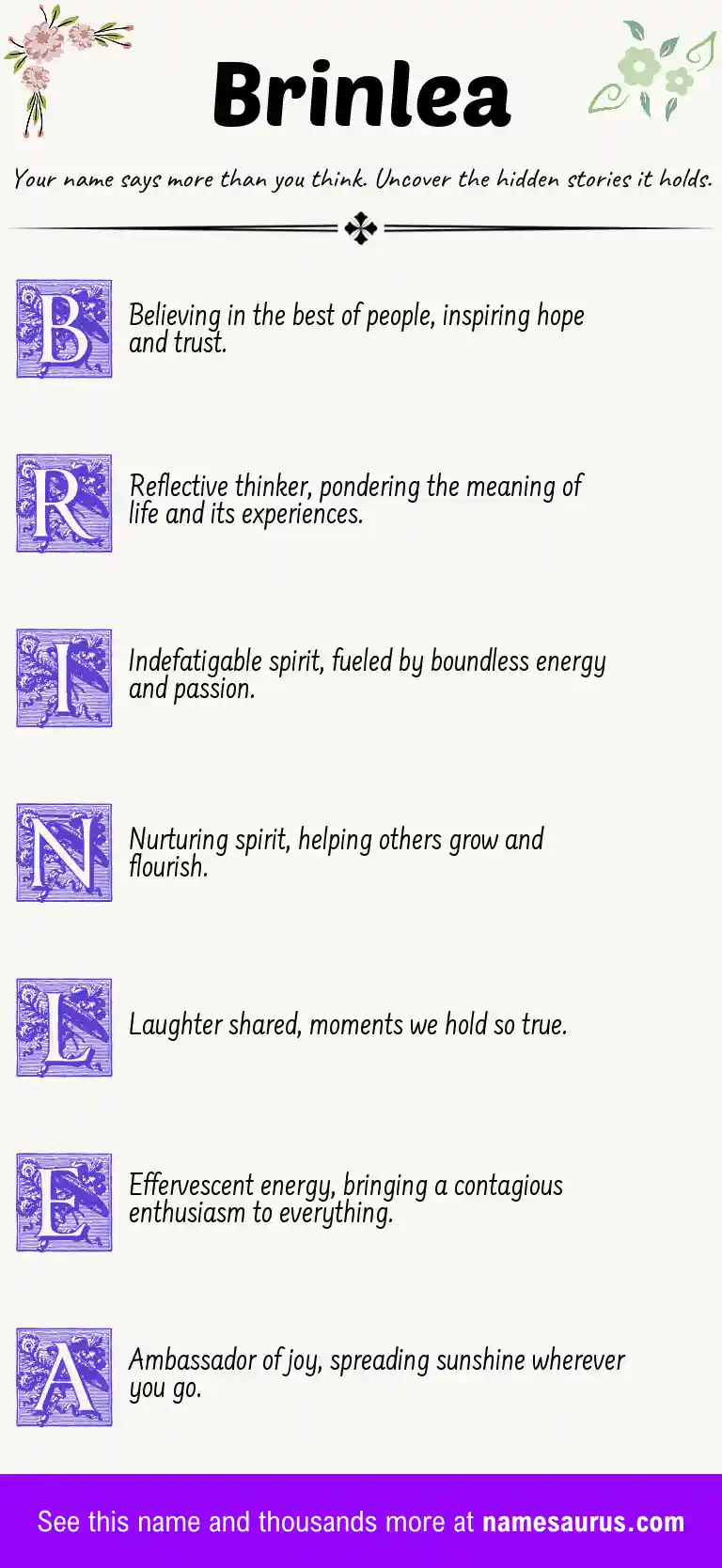 Acrostic poem about Brinlea.