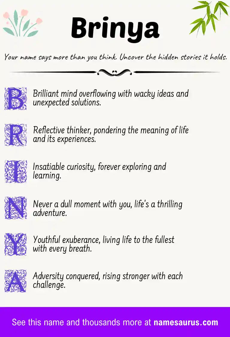 Acrostic poem about Brinya.