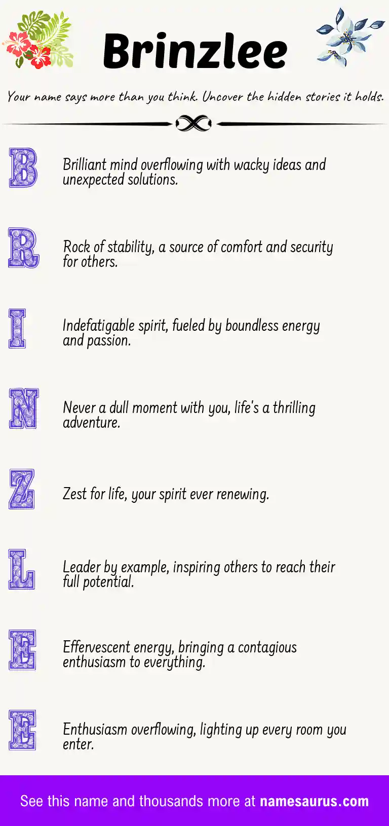 Acrostic poem about Brinzlee.