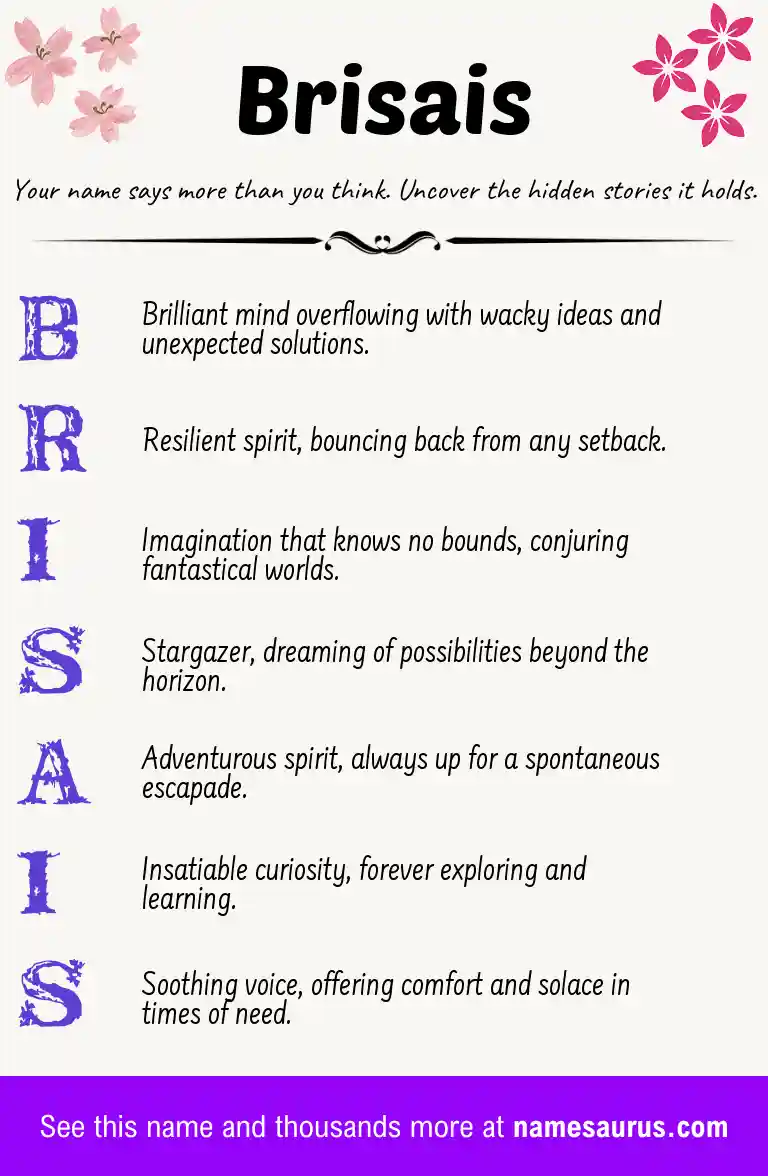Acrostic poem about Brisais.