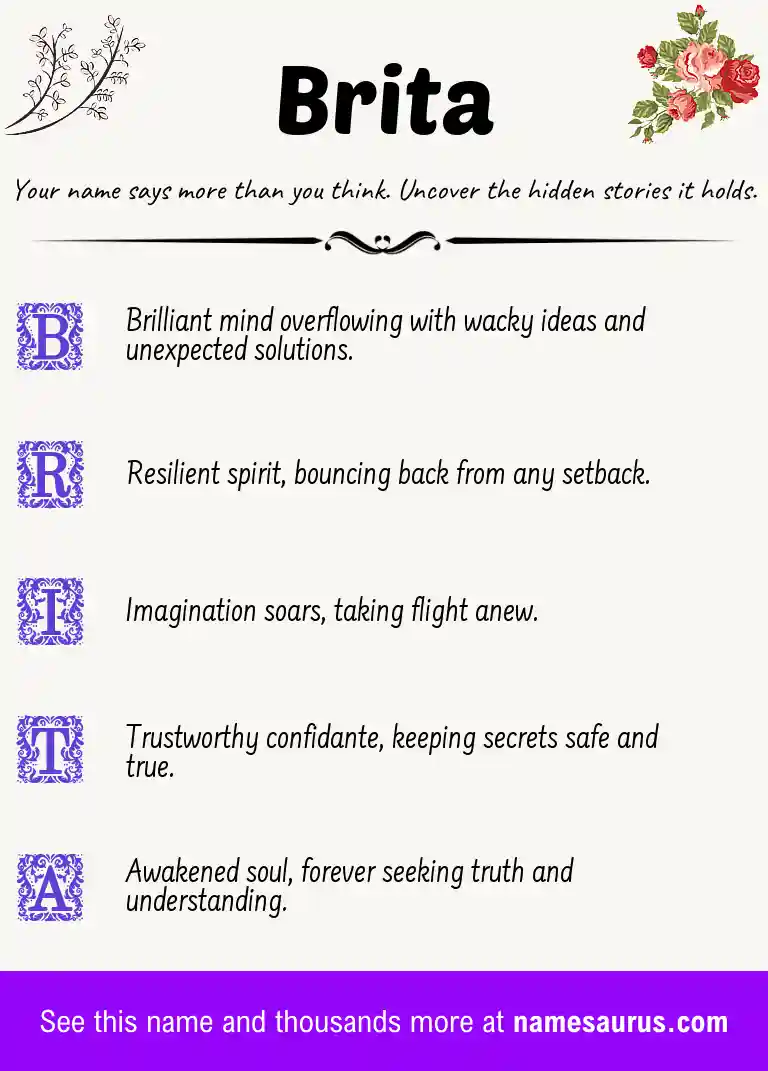 Acrostic poem about Brita.