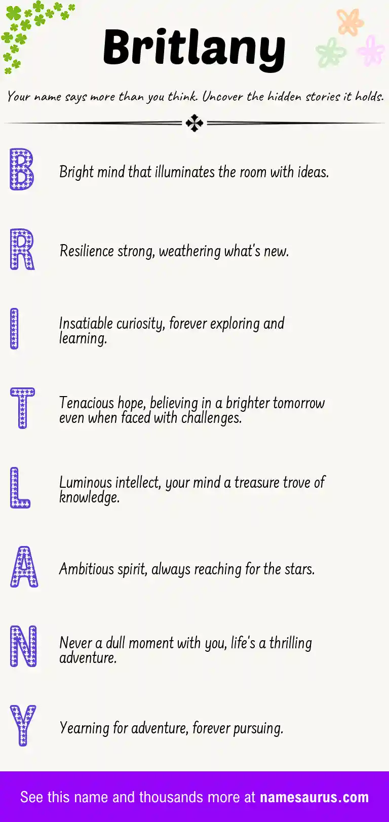 Acrostic poem about Britlany.