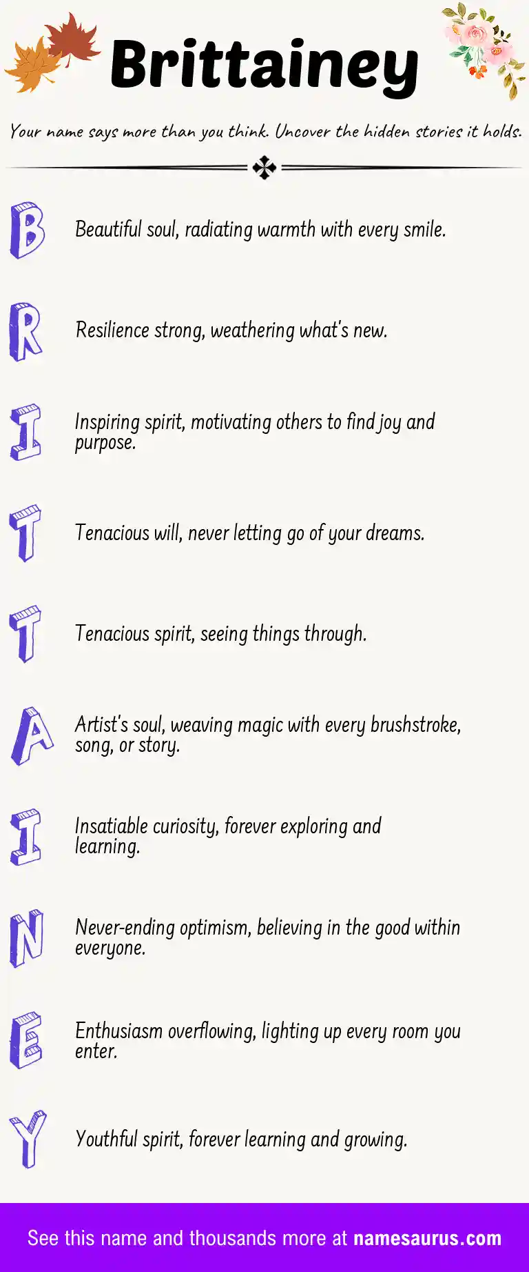 Acrostic poem about Brittainey.