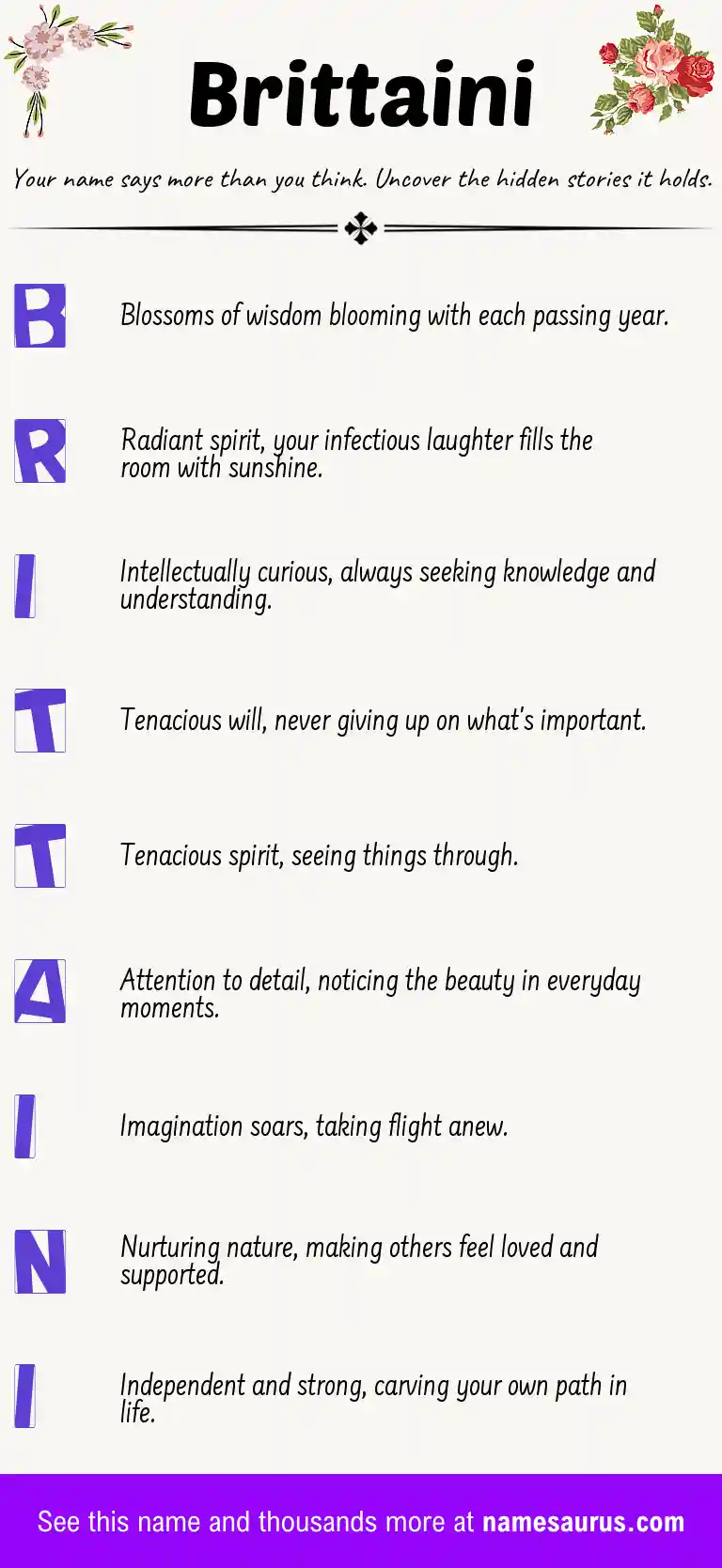 Acrostic poem about Brittaini.