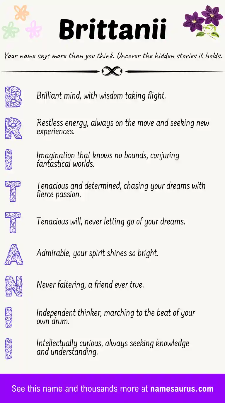 Acrostic poem about Brittanii.