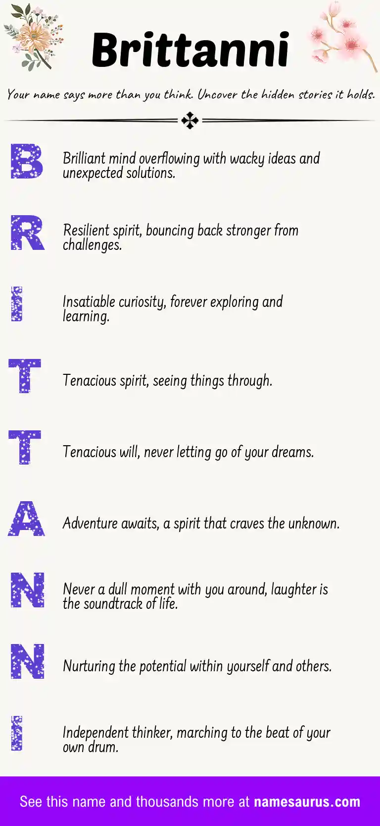 Acrostic poem about Brittanni.
