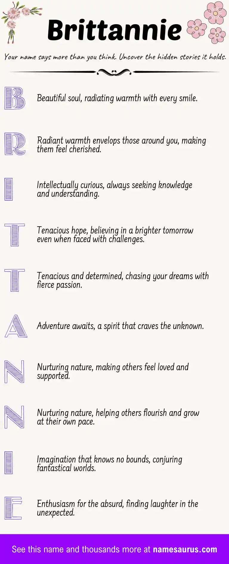 Acrostic poem about Brittannie.
