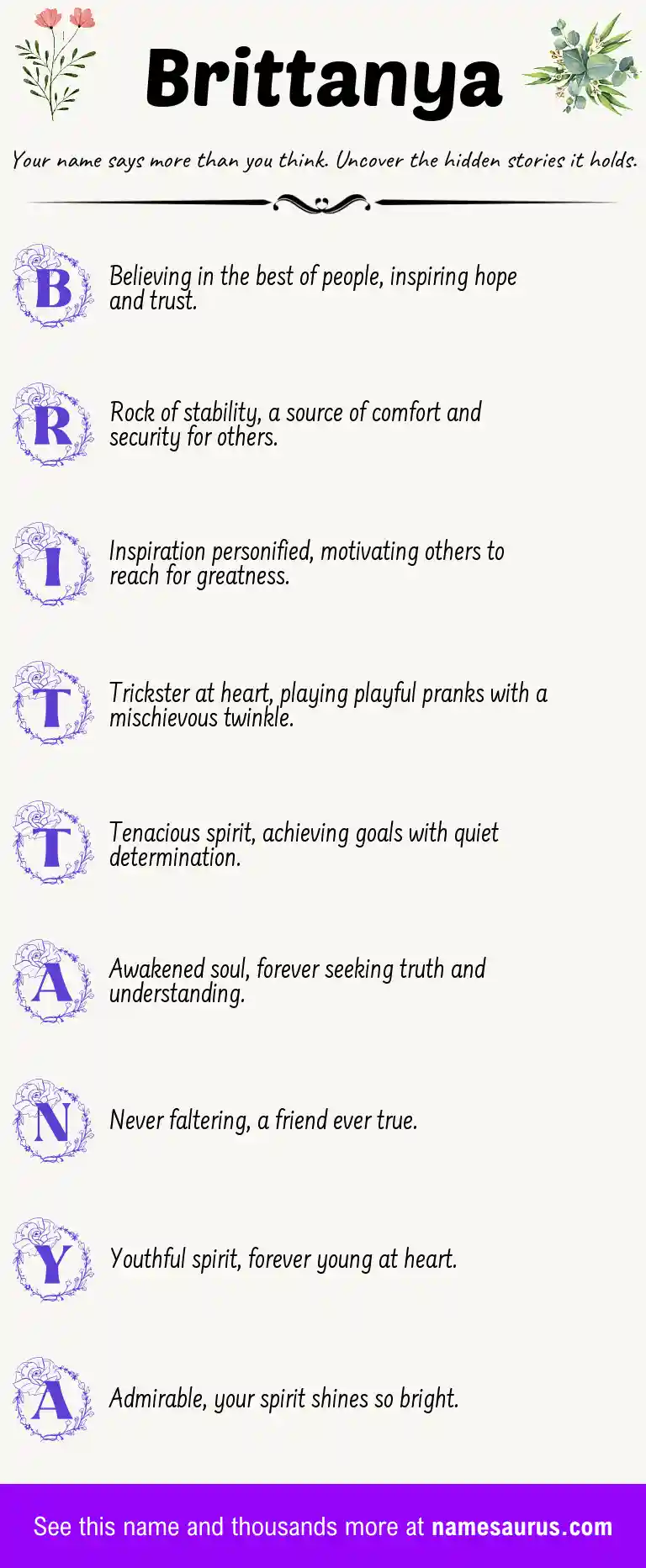 Acrostic poem about Brittanya.