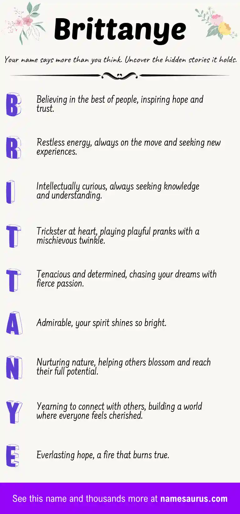 Acrostic poem about Brittanye.